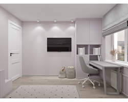 Письменный стол у окна и стеллаж