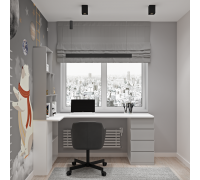 Угловой стол с тумбами и полками