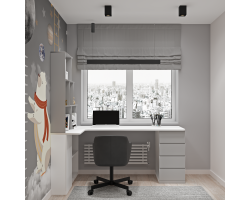 Угловой стол с тумбами и полками