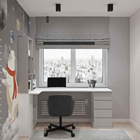 Угловой стол с тумбами и полками, Bambini Letto