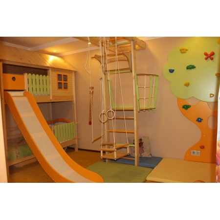 Двухъярусная кровать с крышей и горкой, Bambini Letto