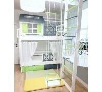 Двухъярусная кровать домик со спортивно-игровым комплексом