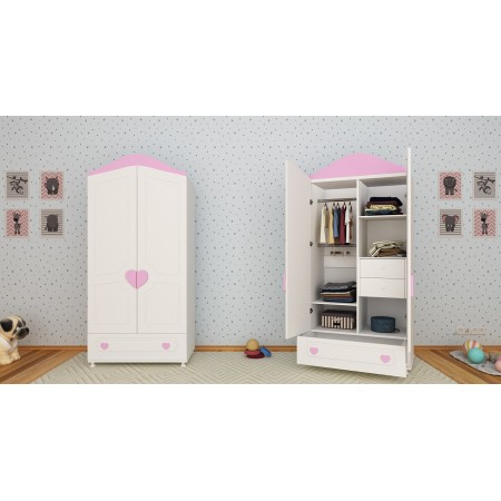Детский шкаф двухстворчатый Сердечко, Bambini Letto