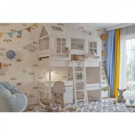 Кровать - домик Теремок с рабочей зоной, Bambini Letto