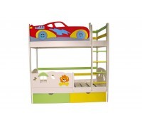 Детская двухъярусная кровать Тачка со львёнком
