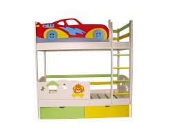Детская двухъярусная кровать Тачка со львёнком