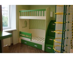 Двухъярусная кровать с лестницей комодом 