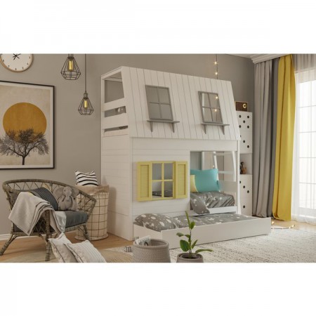 Кровать - домик Город снов двухъярусный, Bambini Letto