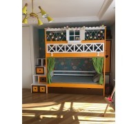 Двухъярусная кровать прованс с открываемой панелью