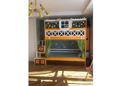 Двухъярусная кровать прованс с открываемой панелью