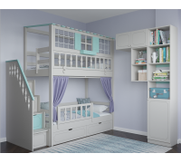 Двухъярусная кровать с лестницей комодом