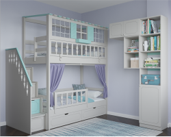 Двухъярусная кровать с лестницей комодом
