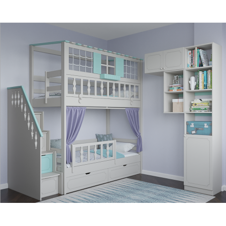Двухъярусная кровать с лестницей комодом, Bambini Letto