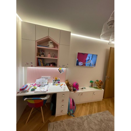 Письменный стол, навесной шкаф домиком и тумба, Bambini Letto