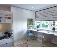 Двойной письменный стол и шкаф