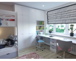 Двойной письменный стол и шкаф