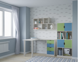 Стол угловой с полками и шкафчиками