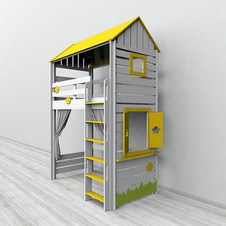 Кровать-чердак детская игровая Домик, Бэби-Мебель