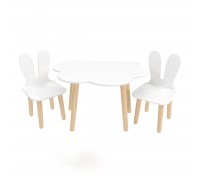 Детский комплект стол Облако и 2 стула Уши зайца белый