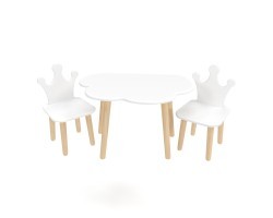 Детский комплект стол Облако и 2 стула Корона белый