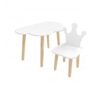 Детский комплект стол Облако и стул Корона белый