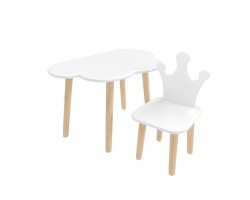 Детский комплект стол Облако и стул Корона белый