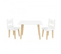 Детский комплект Прямоугольный стол и 2 стула Бэтмен белый