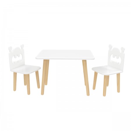 Детский комплект Прямоугольный стол и 2 стула Бэтмен белый, Bambini Letto