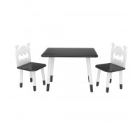 Детский комплект Прямоугольный стол и 2 стула Бэтмен черный, с носочками