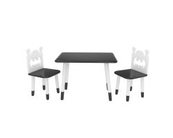 Детский комплект Прямоугольный стол и 2 стула Бэтмен черный, с носочками