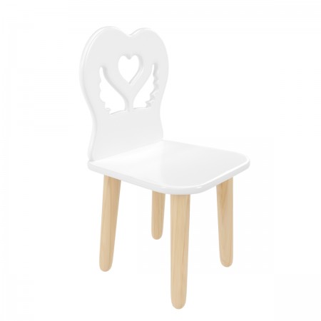 Детский стул Крылья с сердцем белый, Bambini Letto