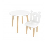 Детский комплект стол Круглый и стул Принц Артур белый