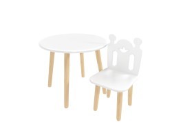 Детский комплект стол Круглый и стул Принц Артур белый