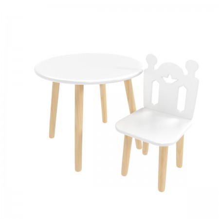 Детский комплект стол Круглый и стул Принц Артур белый, Bambini Letto