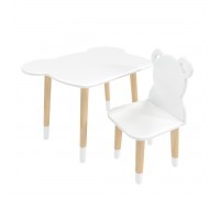 Детский комплект стол и стул Мишка белый, с носочками