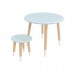 Детский комплект стол и табурет Круглый голубой, с носочками, Bambini Letto