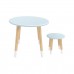 Детский комплект стол и табурет Круглый голубой, с носочками, Bambini Letto