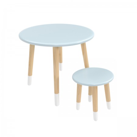 Детский комплект стол и табурет Круглый голубой, с носочками, Bambini Letto