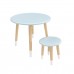 Детский комплект стол и табурет Круглый голубой, с носочками, Bambini Letto