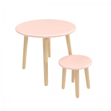 Детский комплект стол и табурет Круглый розовый, Bambini Letto