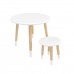 Детский комплект стол и табурет Круглый белый,  с носочками, Bambini Letto