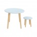 Детский комплект стол и табурет Круглый голубой, Bambini Letto