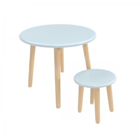 Детский комплект стол и табурет Круглый голубой, Bambini Letto