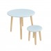 Детский комплект стол и табурет Круглый голубой, Bambini Letto