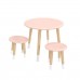 Детский комплект "Круглый" стол и 2 круглых табурета розовый, с носочками, Bambini Letto