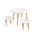Детский комплект "Круглый" стол и 2 круглых табурета белый, с носочками, Bambini Letto