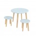 Детский комплект "Круглый" стол и 2 круглых табурета голубой, Bambini Letto