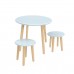 Детский комплект "Круглый" стол и 2 круглых табурета голубой, Bambini Letto