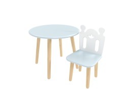 Детский комплект стол Круглый и стул Принц Артур голубой