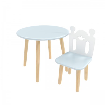 Детский комплект стол Круглый и стул Принц Артур голубой, Bambini Letto